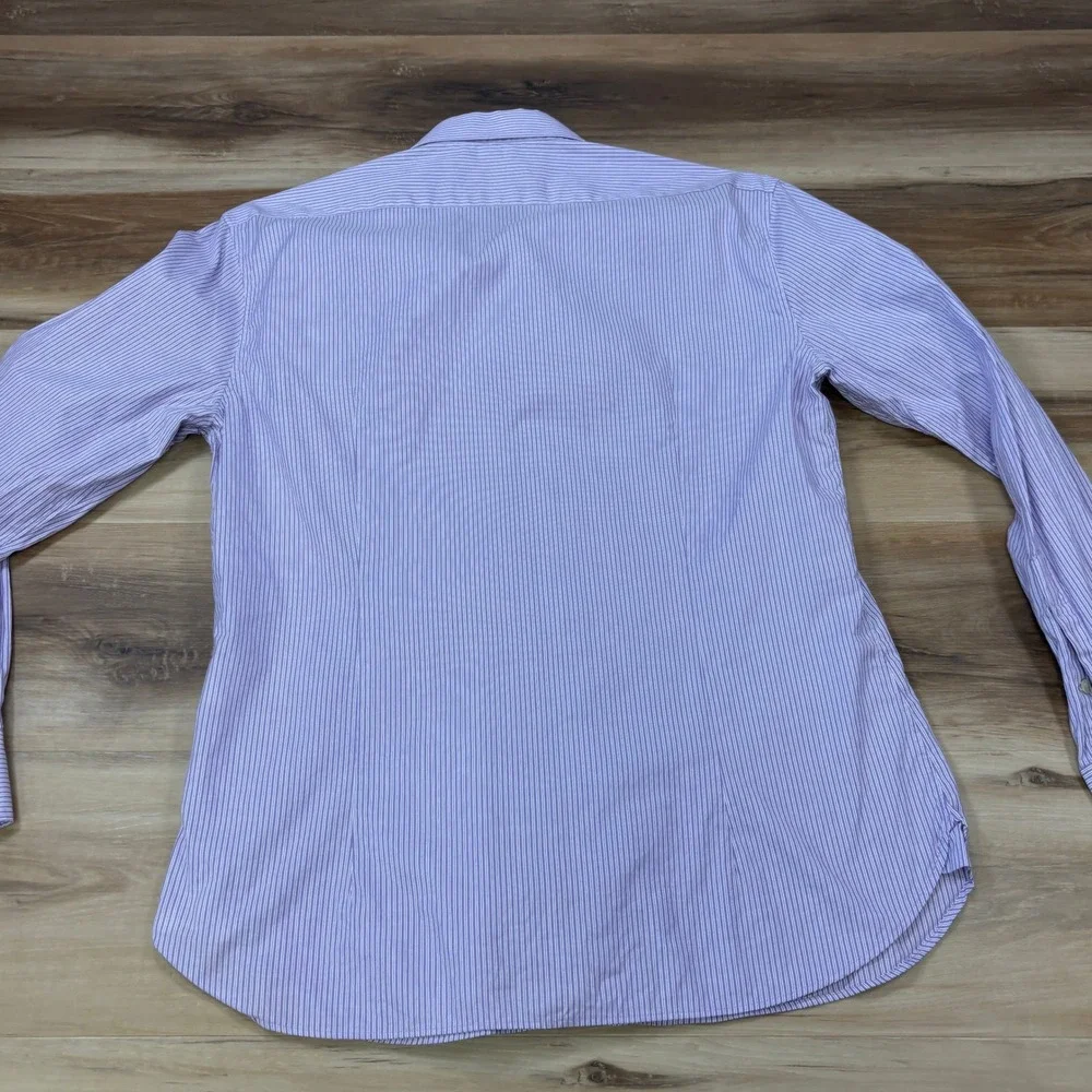 John Varvatos USA Button Up Men 15.5 32/33 Slim Cotton‎ Purple Stripe Heritage